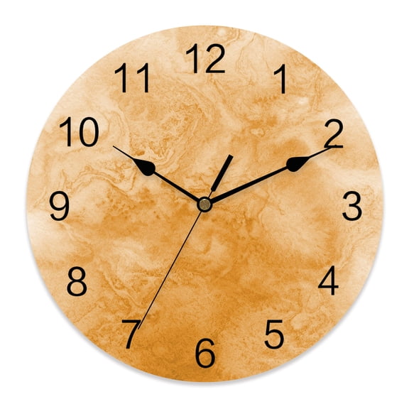 Wall Clock Orange Fog Clouds Clocks PVC Silent Non-Ticking Battery Operated Decorative Abstract Swirls Vapor Round Clock for Home Living Room Kitchen Bedroom Office School Wall Decor 10 Inch