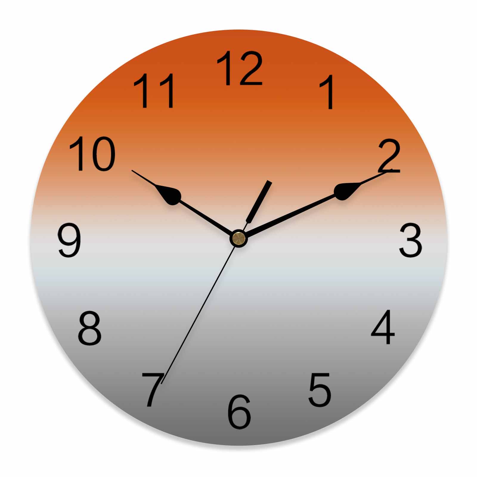 Wall Clock Orange Grey Ombre Clocks PVC Silent Non-Ticking Battery ...