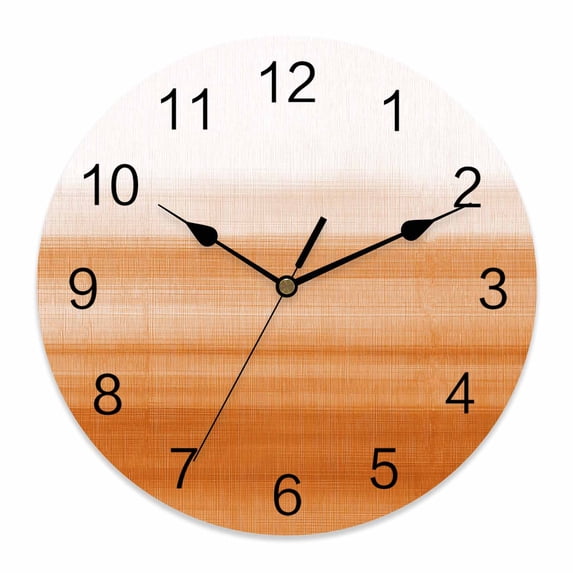 Wall Clock Orange White Clocks PVC Silent Non-Ticking Battery Operated Decorative Ombre Abstract Round Clock for Home Living Room Kitchen Bedroom Office School Wall Decor 10 Inch