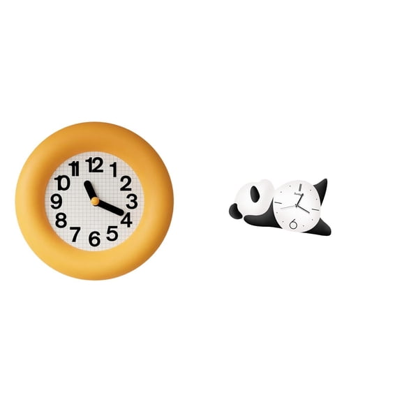 Wall Clock Panda Shape Analog Wood Silent Sweep Movement Unique Modern Style for Bedroom Kitchen Dining Room