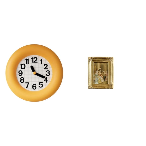 Wall Clock Photo Frame Card Display Silent Wood Resin Decorative for Bedroom Kitchen Office Tabletop Use