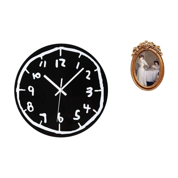 Wall Clock Photo Frame Tabletop Stand Acrylic Resin Material for Office Kitchen Living Room Display