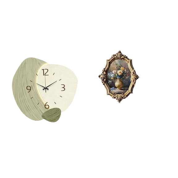 Wall Clock Picture Frame Photo Display Resin Silent Movement for Office Bedroom Kitchen Gallery Decor