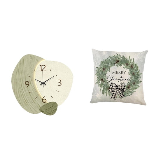 Wall Clock Pillow Cover Nordic Wall Clock with Soft Polyester Fabric for Kitchen Farmhouse Office Decor