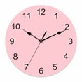 thumbnail image 1 of Wall Clock Pink Clocks PVC Silent Non-Ticking Battery Operated Decorative Solid Color Pink Round Clock for Home Living Room Kitchen Bedroom Office School Wall Decor 14 Inch, 1 of 9