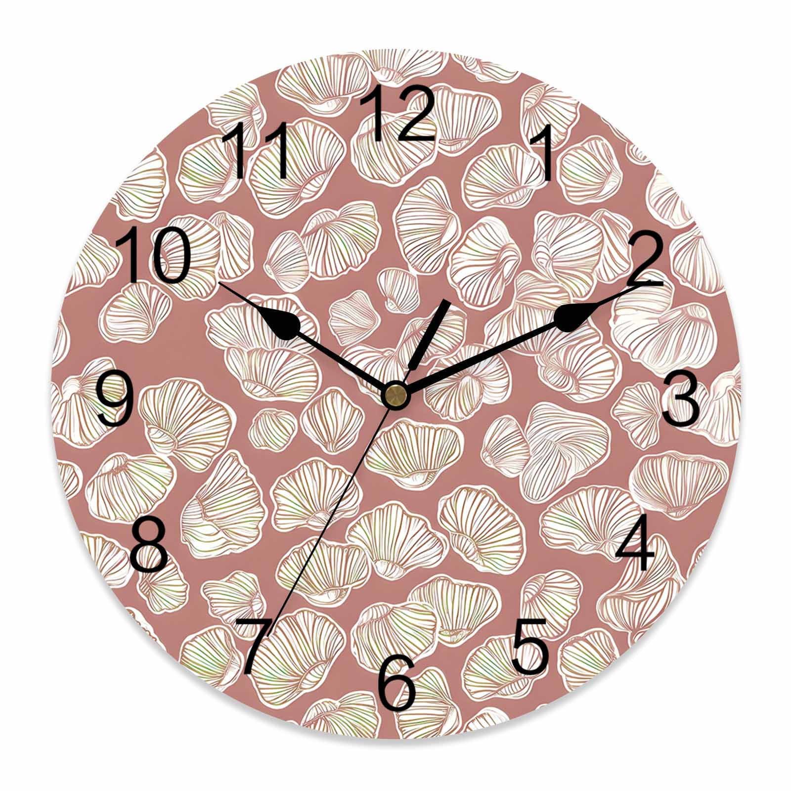 Wall Clock Pink Conch Shell Clocks PVC Silent Non-Ticking Battery ...