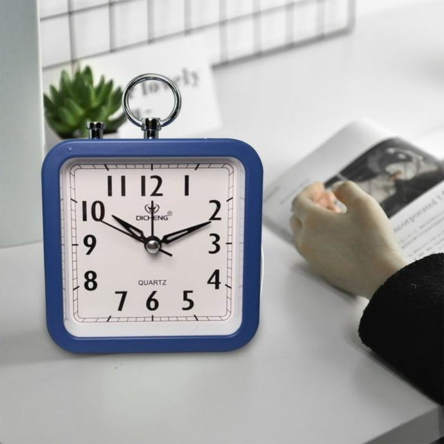 Wall Clock, Plastic Blue Alarm Clock, Bedroom Dial Easy Reader Table