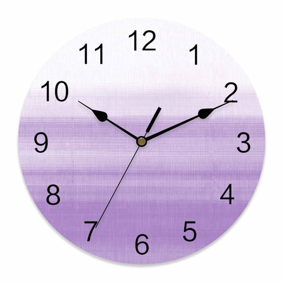 Wall Clock Purple White Clocks PVC Silent Non-Ticking Battery Operated Decorative Ombre Abstract Round Clock for Home Living Room Kitchen Bedroom Office School Wall Decor 10 Inch