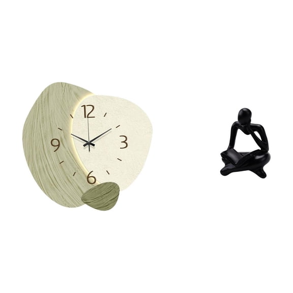 Wall Clock Reader Figurine Thinker Statue Silent Resin Material Ideal for Bookshelf Tabletop Office Bedroom Decoration