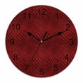 thumbnail image 1 of Wall Clock Red Leather Clocks PVC Silent Non-Ticking Battery Operated Decorative Animal Fur Textures Round Clock for Home Living Room Kitchen Bedroom Office School Wall Decor 10 Inch, 1 of 9