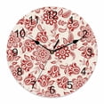 thumbnail image 1 of Wall Clock Red Paisley Floral Clocks PVC Silent Non-Ticking Battery Operated Decorative Retro Bohemian Flowers Round Clock for Home Living Room Kitchen Bedroom Office School Wall Decor 10 Inch, 1 of 9