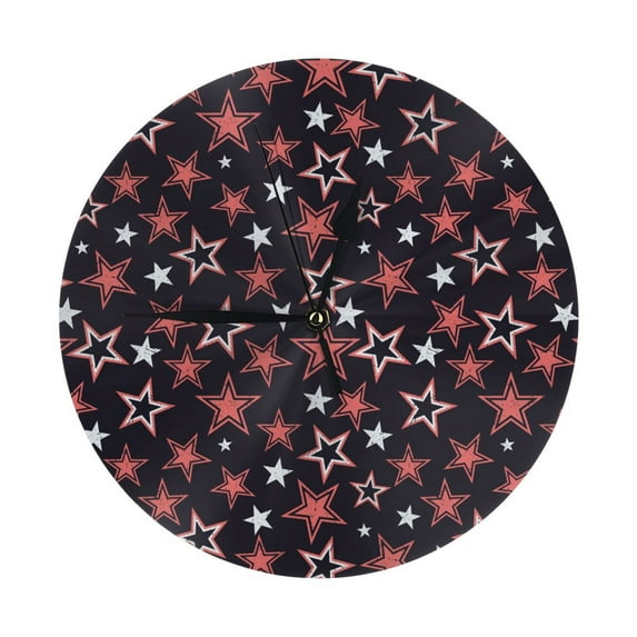 Wall Clock, Red Star Wall Clocks Battery Operated Silent Kitchen Office Wall Clock Decorative, Wall Clock for School Classroom Living Room Bedroom Home Decor