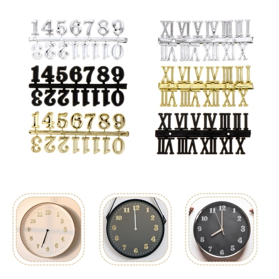 6pcs Wall Clock Numerals Set in - Arabic & Roman Numbers for Wall Clock Replacement and Home Decoration