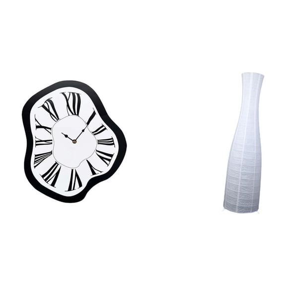 Wall Clock Roman Numeral Clock Paper Lamp Shade Acrylic Construction for Modern Office Bedroom Living Room Spaces