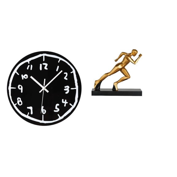 Wall Clock Runner Statue Character Figurine Acrylic Silent Design for Living Room Office Tabletop Decor