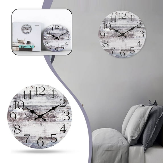 Wall Clock, Rustic Country Kitchen Clock Decor,Retro Wall Clocks for Home Bathroom Bedrooms Living Room (10 Inch)