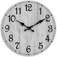 thumbnail image 1 of Wall Clock, Rustic Wall Clocks Battery Operated Silent Non Ticking, Country Round Wooden Clocks Farmhous Wall Decorative for Kitchen, Bathroom, Living Room (Gray 10 Inch), 1 of 9