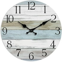 Wall Clock, Rustic Wall Clocks Battery Operated Silent Non Ticking, Country Round Wooden Clocks Farmhous Wall Decorative for Kitchen, Bathroom, Living Room