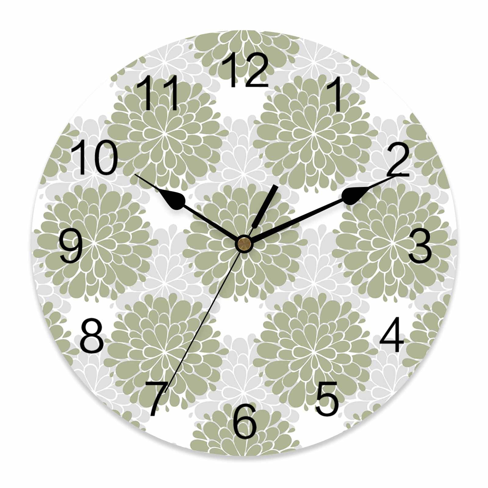 Wall Clock Sage Green Bohemian Clocks PVC Silent Non-Ticking Battery Wall Clock Sage Green Bohemian Clocks PVC Silent Non-Ticking Battery