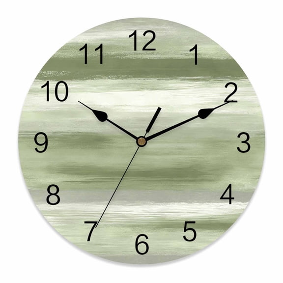 Wall Clock Sage Green Foggy Cloud Clocks PVC Silent Non-Ticking Battery Operated Decorative Ombre Abstract Art Round Clock for Home Living Room Kitchen Bedroom Office School Wall Decor 10 Inch