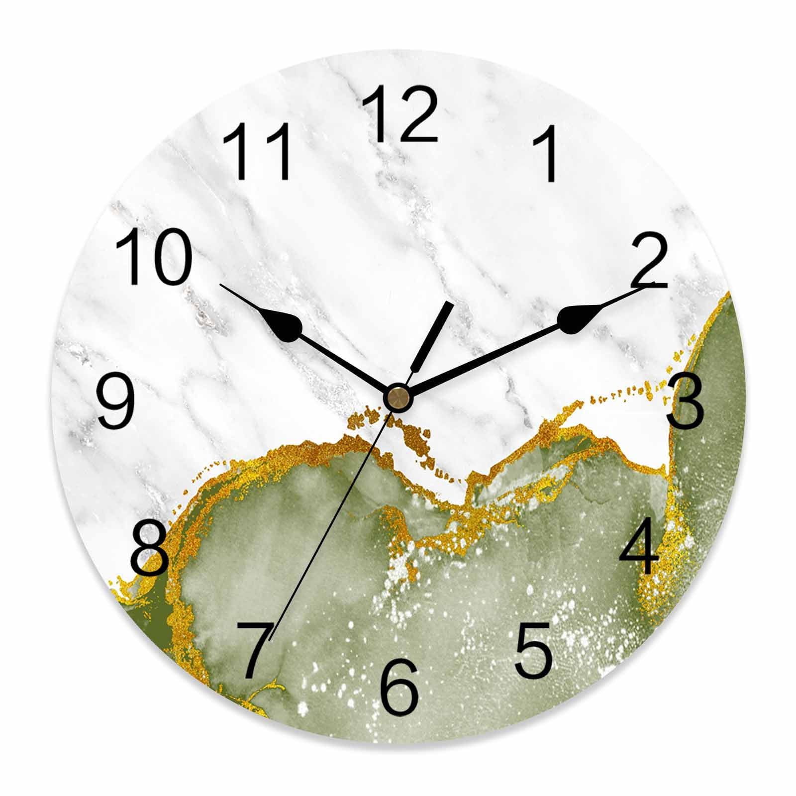 12-Inch Wall Clock – Sage Green & Gray Battery-Operated, Rectangular Wooden Frame