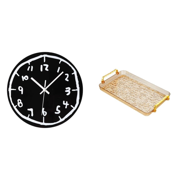Wall Clock Serving Tray Rectangle Handle Design Acrylic Material for Dining Room Family Gathering