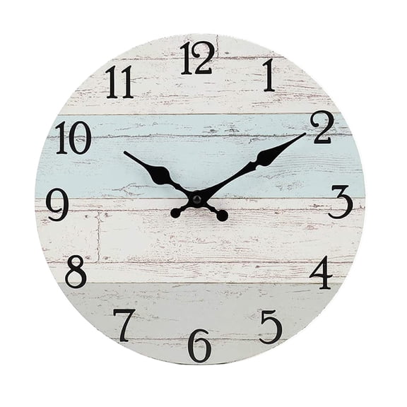 Wall Clock, Silent Non-Ticking Battery Operated, 10 Inch Rustic Coastal Beach Clock Decorative for Bathroom Kitchen Bedroom Home Office