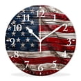 thumbnail image 1 of Wall Clock Silent Non-Ticking Battery Operated Modern Wall Clocks Decorative for Bathroom Kitchen-American Flag Painted On Wood Wall Image(12inch), 1 of 4