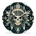 thumbnail image 1 of Wall Clock Silent Non-Ticking Battery Operated Modern Wall Clocks Decorative for Bathroom Kitchen-Ethnic Black and White Picture(16inch), 1 of 4