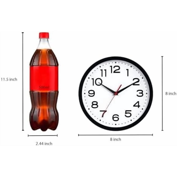 Wall Clock Silent Non-Ticking Modern Clock Battery Operated 8 Inch Small Classic Analog Decorative for Kitchen, Living Room, Office, Bedroom, Bathroom (Black)