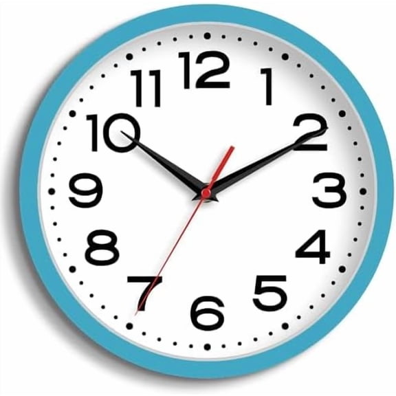 Wall Clock Silent Non-Ticking Modern Clock Battery Operated 8 Inch Small Classic Analog Decorative for Kitchen, Living Room, Office, Bedroom, Bathroom (Blue)