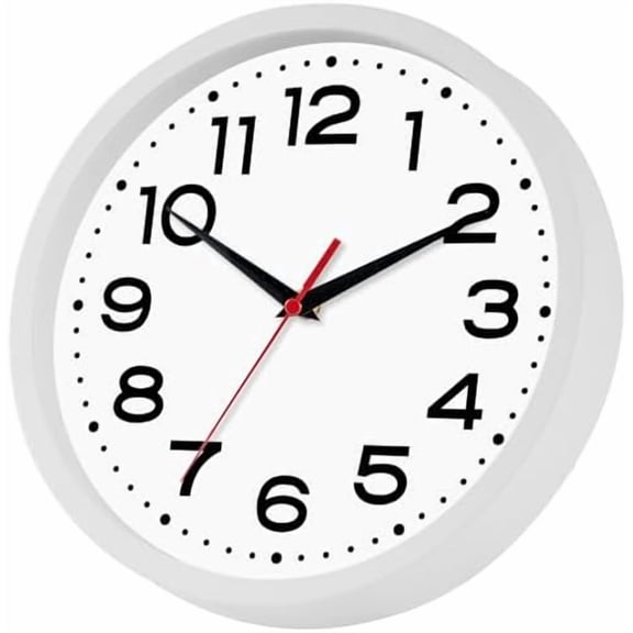 Wall Clock Silent Non-Ticking Modern Clock Battery Operated 8 Inch Small Classic Analog Decorative for Kitchen, Living Room, Office, Bedroom, Bathroom (White)