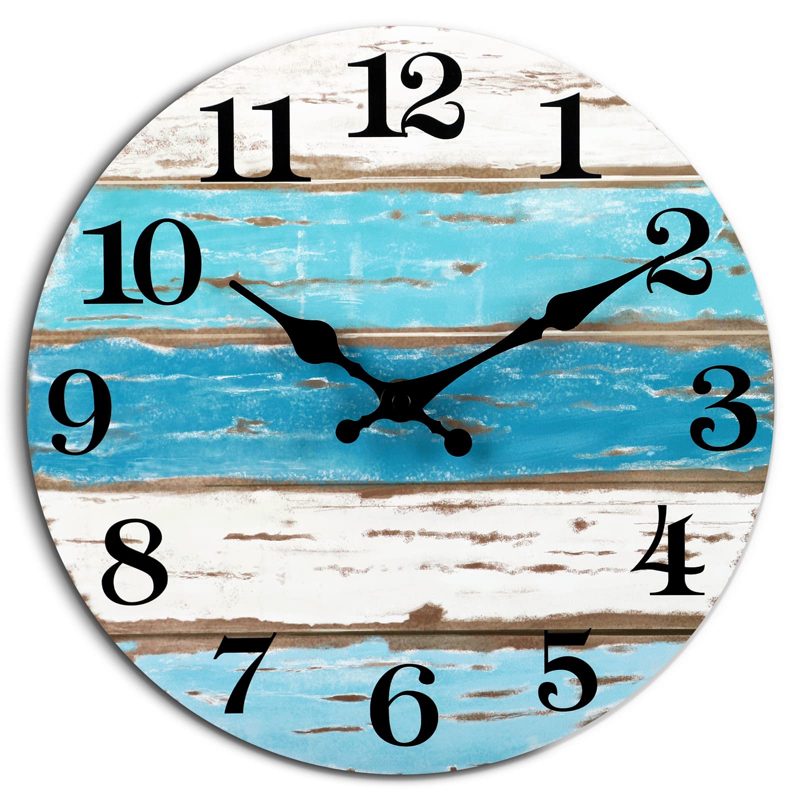 Wall Clock Silent Non Ticking Wall Clocks Battery Operated,Cosatal Beach Nautical Themed Clock