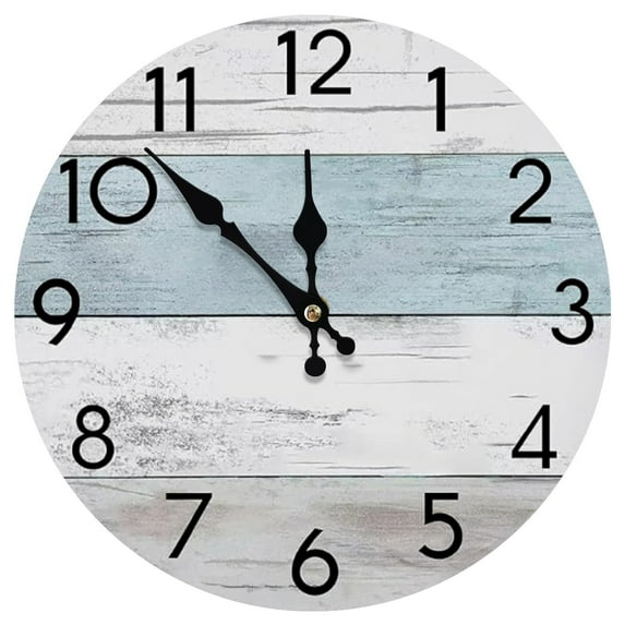 Wall Clock Silent Non Ticking Wall Clocks Battery Operated, Rustic Coastal Country Clock Decorative for Bathroom Kitchen(10 In)