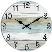 Wall Clock Silent Non Ticking Wall Clocks Battery Operated, Rustic Coastal Country Clock Decorative for Bathroom Kitchen10 Inch