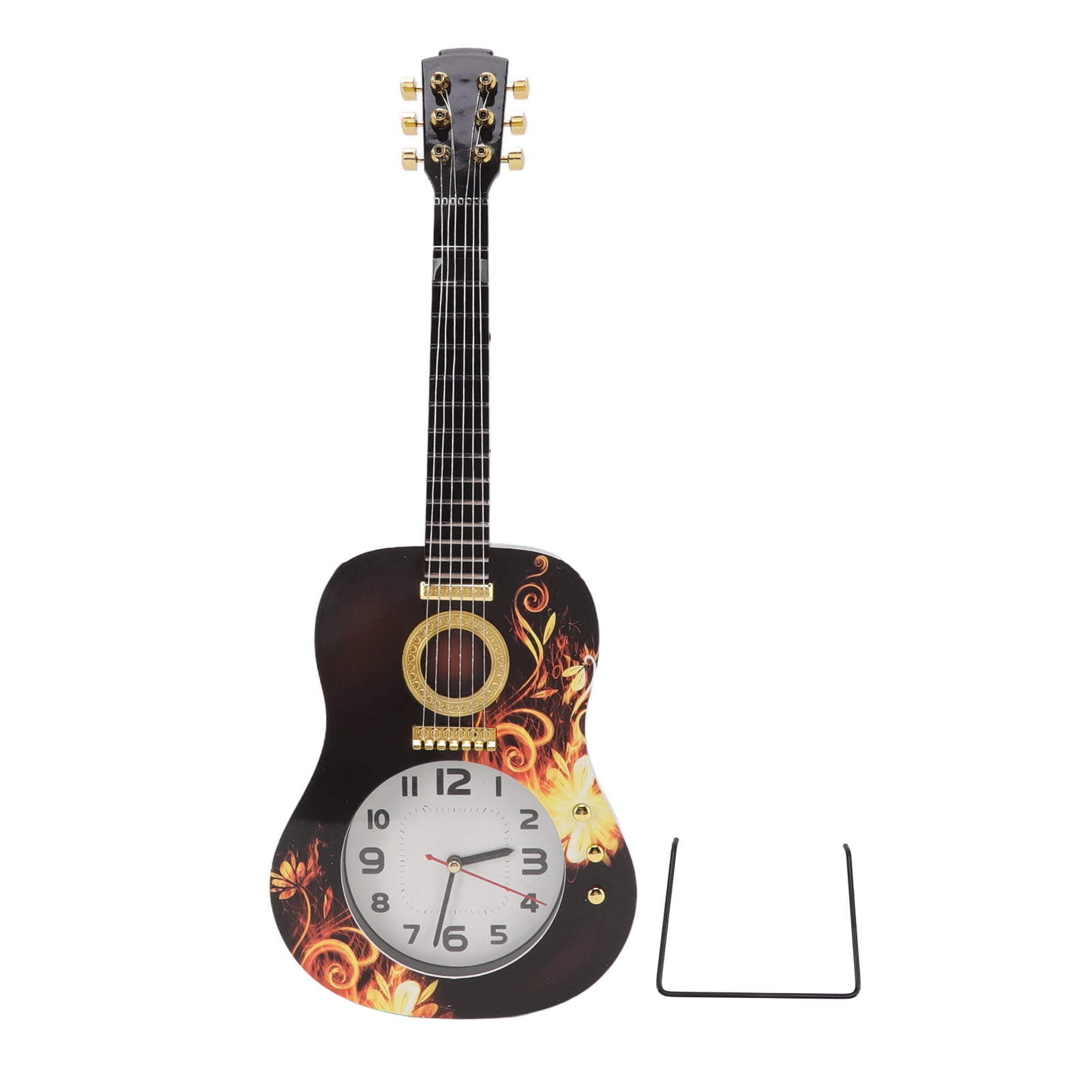 Wall Clock Silent Simulation Ukulele Shaped Decorative Alarm Clock for