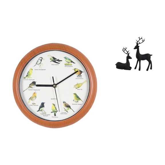 Wall Clock Singing Bird Clock Deer Sculpture Unique PP Material Perfect Decor for Bedroom Home Study