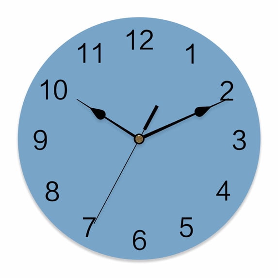 Wall Clock Sky Blue Clocks PVC Silent Non-Ticking Battery Operated Decorative Solid Color Round Clock for Home Living Room Kitchen Bedroom Office School Wall Decor 14 Inch