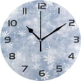 thumbnail image 1 of Wall Clock Snowflakes 10 Inch Silent Non Ticking Quality Quartz Battery Operated Digital Round Easy to Read for Home Office Kitchen Home Decor, 1 of 7
