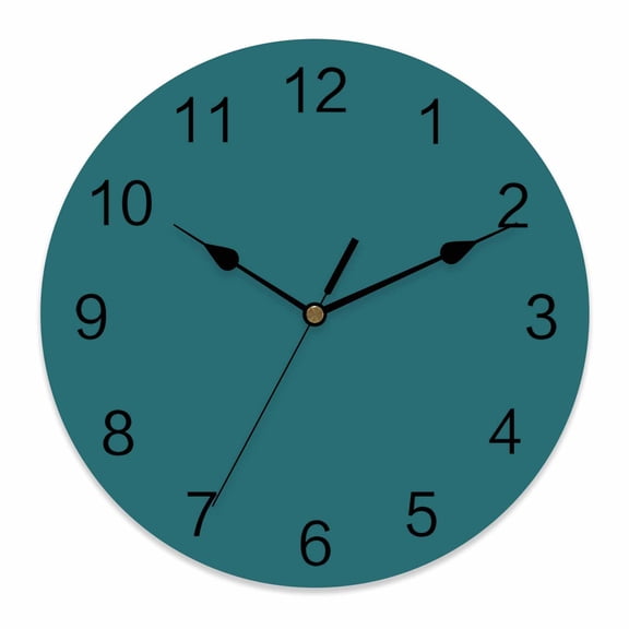 Wall Clock Solid Color Clocks PVC Silent Non-Ticking Battery Operated Decorative Turquoise Round Clock for Home Living Room Kitchen Bedroom Office School Wall Decor 10 Inch