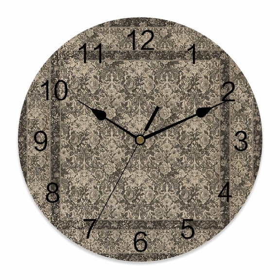 Wall Clock Spring Flowers Clocks PVC Silent Non-Ticking Battery Operated Decorative Gray Retro Floral Bird Round Clock for Home Living Room Kitchen Bedroom Office School Wall Decor 10 Inch