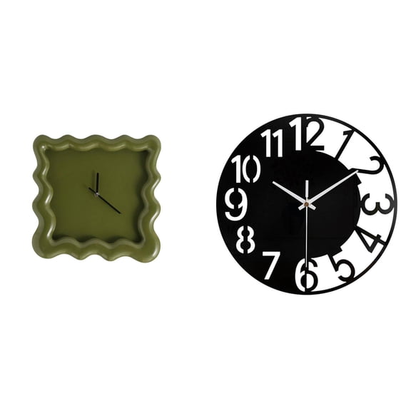 Wall Clock Square Round Acrylic Silent Operation Large Numerals Easy to Read for Office Living Room Kitchen