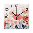 Wall Clock Square Silent NonTicking Tulip Flowers Retro Battery