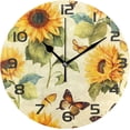 thumbnail image 1 of Wall Clock Sunflower Butterfly 10 Inch Silent Non Ticking Quality Quartz Battery Operated Digital Round Easy to Read for Home Office Kitchen Home Decor, 1 of 7