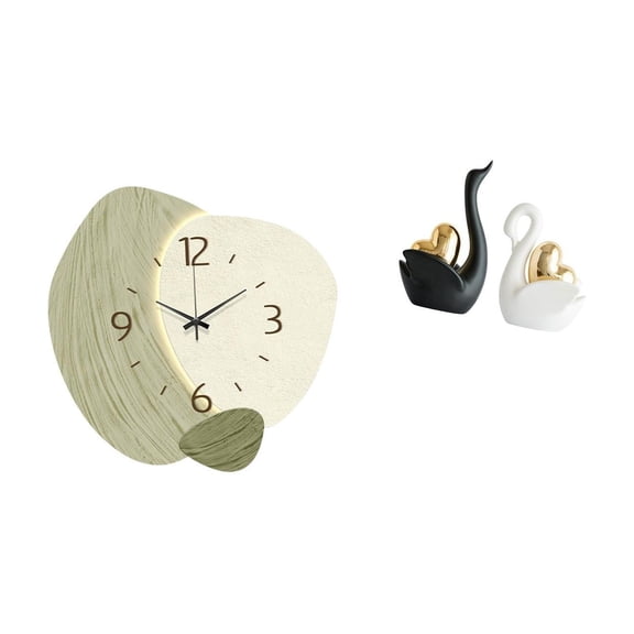 Wall Clock Swan Statue Tabletop Ornament Modern Ceramic Construction for Kitchen Shelf Office Home Use