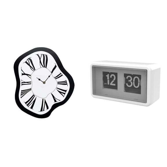 Wall Clock Table Clock Flip Page Clock Distorted Melting Creative Design for Bedroom Living Room Shop Decor