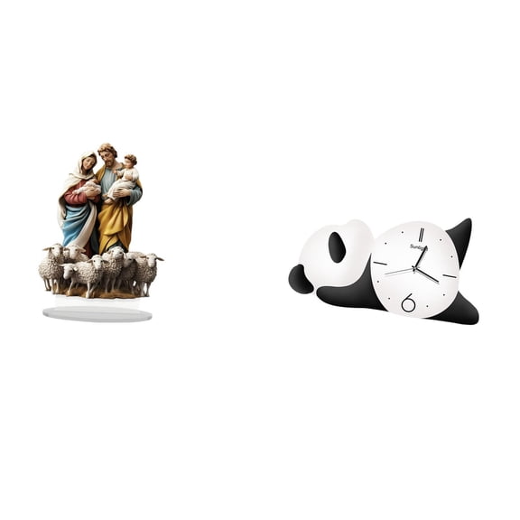 Wall Clock Table Sign Acrylic Decor Sturdy Panda Shape Home Ornament for Living Room Holiday Fireplace