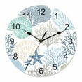 thumbnail image 1 of Wall Clock Teal Blue Starfish Shell Clocks PVC Silent Non-Ticking Battery Operated Decorative Coastal Ocean Coral Round Clock for Home Living Room Kitchen Bedroom Office School Wall Decor 10 Inch, 1 of 9