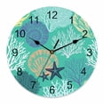 thumbnail image 1 of Wall Clock Teal Green Starfish Shell Clocks PVC Silent Non-Ticking Battery Operated Decorative Nautical Ocean Coral Round Clock for Home Living Room Kitchen Bedroom Office School Wall Decor 14 Inch, 1 of 9