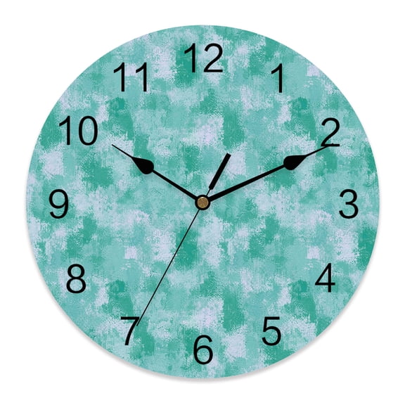 Wall Clock Teal Ink Splash Clocks PVC Silent Non-Ticking Battery Operated Decorative Modern Misty Smoke Swirls Round Clock for Home Living Room Kitchen Bedroom Office School Wall Decor 10 Inch